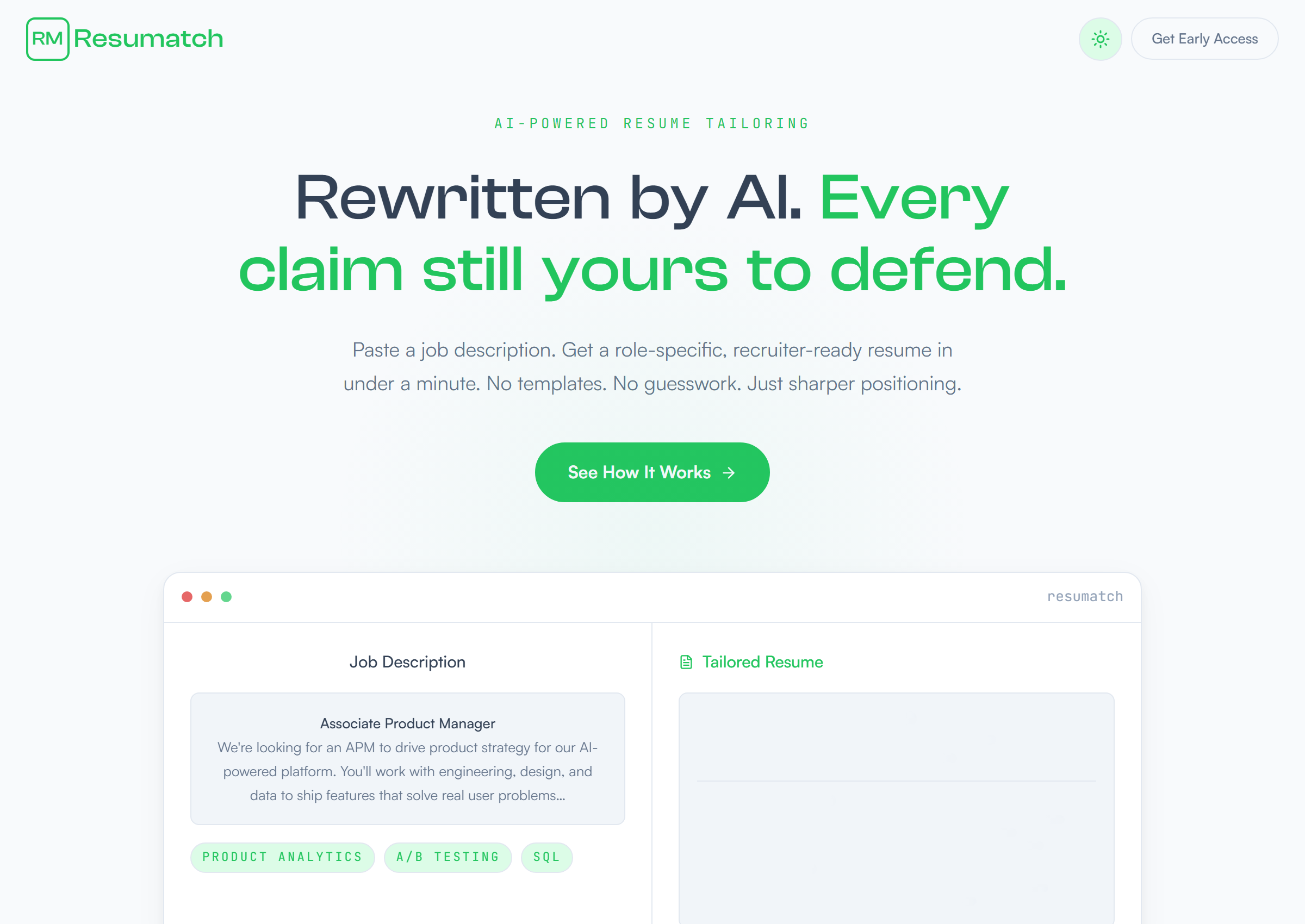Resumatch Landing Page